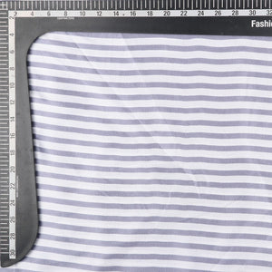 Greyish Lavender And White Stripes Pattern Screen Print Japan Satin Fabric (Bulk)