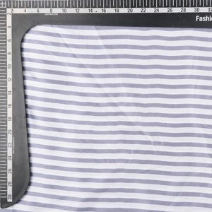 Greyish Lavender And White Stripes Pattern Screen Print Japan Satin Fabric