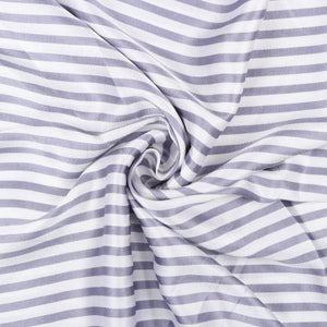 Greyish Lavender And White Stripes Pattern Screen Print Japan Satin Fabric (Bulk)