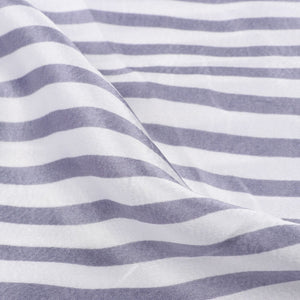 Greyish Lavender And White Stripes Pattern Screen Print Japan Satin Fabric