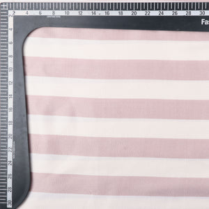 Dusty Pink And White Stripes Pattern Screen Print Japan Satin Fabric