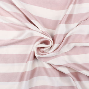 Dusty Pink And White Stripes Pattern Screen Print Japan Satin Fabric