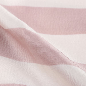 Dusty Pink And White Stripes Pattern Screen Print Japan Satin Fabric