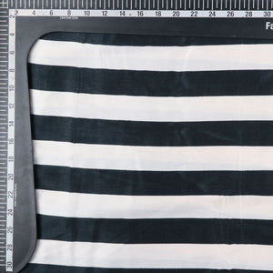 Black And White Stripes Pattern Screen Print Japan Satin Fabric