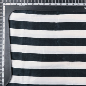 Black And White Stripes Pattern Screen Print Japan Satin Fabric (Bulk)