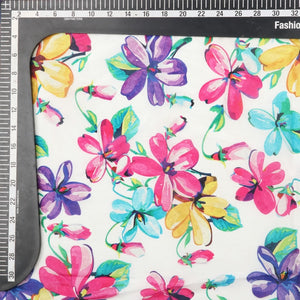 Multi Color Floral Pattern Digital Print Liquid Organza Fabric