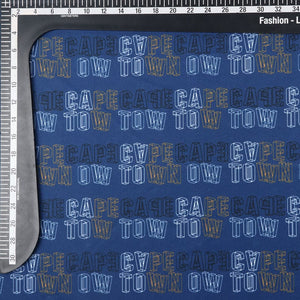 Navy Blue And White Kids Pattern Digital Print Lycra Fabric