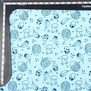 Blue And Sky Blue Kids Pattern Digital Print Lycra Fabric