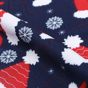 Navy Blue And Red Kids Pattern Digital Print Lycra Fabric