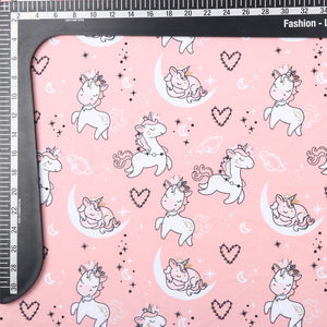 Pink And White Kids Pattern Digital Print Lycra Fabric