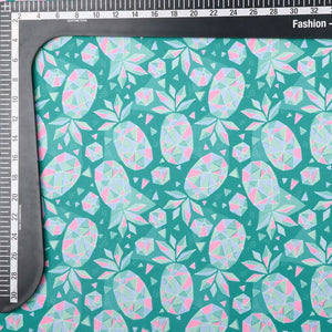 Turquoise And Parrot Green Kids Pattern Digital Print Lycra Fabric