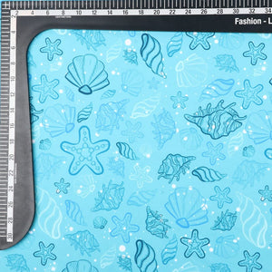 Sky Blue And White Kids Pattern Digital Print Lycra Fabric