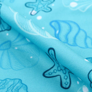 Sky Blue And White Kids Pattern Digital Print Lycra Fabric