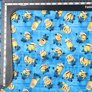 Blue And Yellow Kids Pattern Digital Print Lycra Fabric