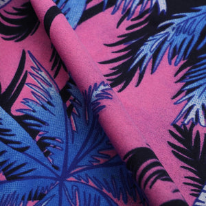 Pink And Blue Tropical Pattern Digital Print Crepe Fabric (Bulk)