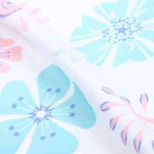 Turquoise And Pink Floral Pattern Digital Print Crepe Fabric