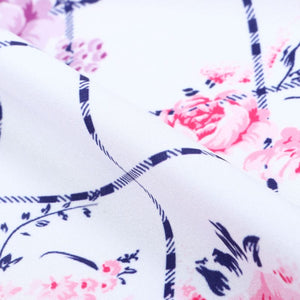 Pink And White Floral Pattern Digital Print Crepe Fabric