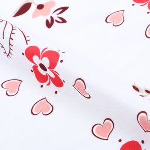 Salmon Red And White Floral Pattern Digital Print Crepe Fabric