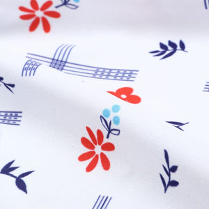 Red And Blue Floral Pattern Digital Print Crepe Fabric