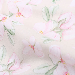 Beige And Pink Floral Pattern Digital Print Crepe Fabric