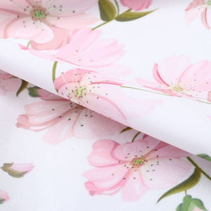 White And Baby Pink Floral Pattern Digital Print Crepe Fabric