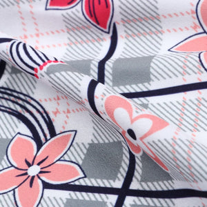 Cherry Pink And White Floral Pattern Digital Print Crepe Fabric