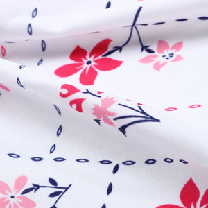 Pink And Blue Floral Pattern Digital Print Crepe Fabric