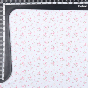 White And Pink Floral Pattern Digital Print Crepe Fabric