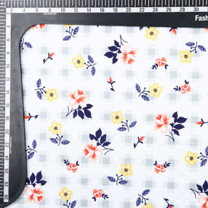 White And Yellow Floral Pattern Digital Print Crepe Fabric