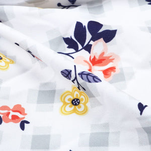 White And Yellow Floral Pattern Digital Print Crepe Fabric