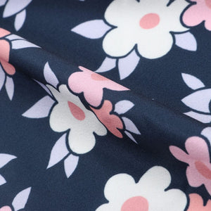 Dark Grey And Pink Floral Pattern Digital Print Crepe Fabric