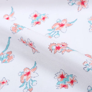 Peach And White Floral Pattern Digital Print Crepe Fabric