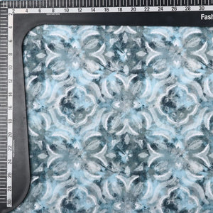 Baby Blue And Grey kaleidoscope Pattern Digital Print Crepe Fabric