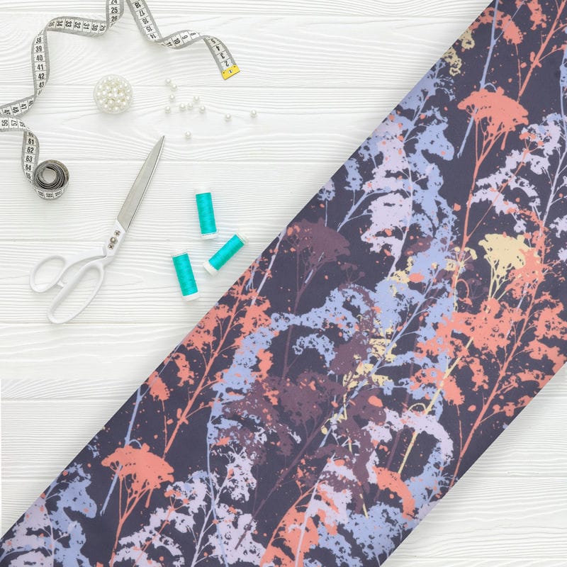 Multi Color Abstract Pattern Digital Print Crepe Fabric – Fabmyntra