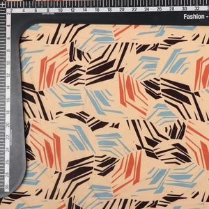 Beige And Black Abstract Pattern Digital Print Crepe Fabric