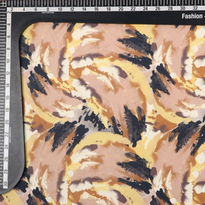 Beige And Yellow Abstract Pattern Digital Print Crepe Fabric