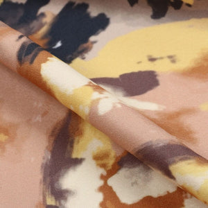 Beige And Yellow Abstract Pattern Digital Print Crepe Fabric