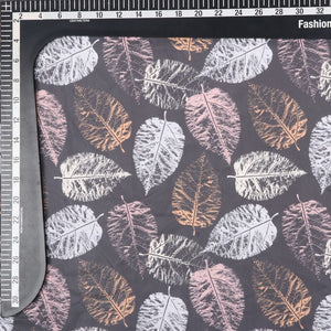 Multi Color Leaf Pattern Digital Print Crepe Fabric