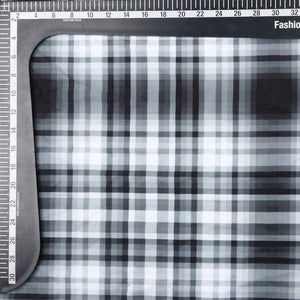 Black And White Checks Pattern Digital Print Crepe Fabric