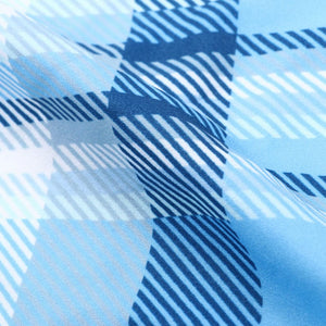 Sky Blue And White Checks Pattern Digital Print Crepe Fabric