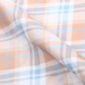 Light Peach And White Checks Pattern Digital Print Crepe Fabric