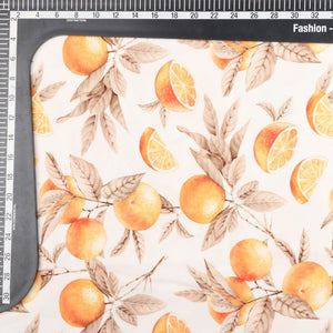 Peach And Orange Fruit Pattern Digital Print Crepe Fabric