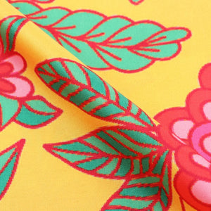 Yellow And Pink Floral Pattern Digital Print Crepe Fabric