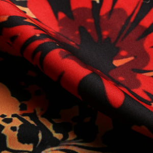 Red And Black Floral Pattern Digital Print Crepe Fabric