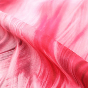 Pink And WhiteFeather Pattern Digital Print Crepe Fabric