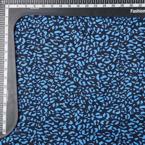 Blue And Black Abstract Pattern Digital Print Crepe Fabric