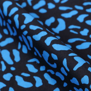 Blue And Black Abstract Pattern Digital Print Crepe Fabric