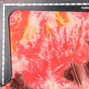 Red And Yellow Tie & Dye Pattern Digital Print Crepe Fabric