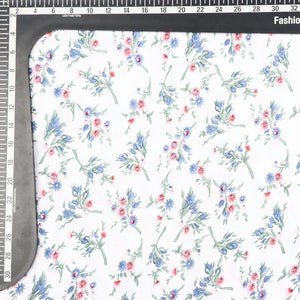 White And Lavender Floral Pattern Digital Print Crepe Fabric