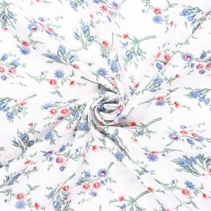 White And Lavender Floral Pattern Digital Print Crepe Fabric (Bulk)